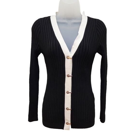 White House Black Market Cardigan XS Ribbed Career Quiet Luxury Toggle Buttons - Picture 1 of 6